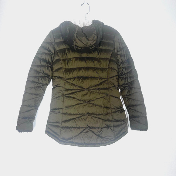 Steve Madden Womens Jacket Medium Glacier Quilted Puffer Olive Faux Fur Hooded - Picture 4 of 10